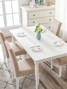 1 Set Thickened Elastic Jacquard Dining Table & Chair Covers, Home Chair Slipcovers - Gray Beige - View 6