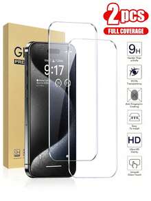 2pcs High Definition Tempered Glass Screen Protector, 1:1 Retina Display, Scratch-Resistant, Shatterproof, Durable, Compatible With Apple X/XR/11/12/13/14/15/16/16 Plus/16 Pro/16 Pro Max/16e/17/17 Air/17 Pro/17 Pro Max Series