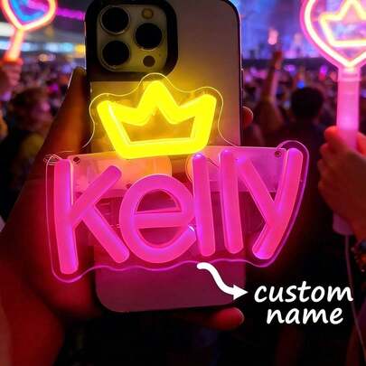 Customized Music Party Light, Smartphone Clip-On Neon Name Light, Fan Stand Party Phone Light, Cool Personalized Gift, Fan Gift, Christmas Gift, Personalized Birthday Gift, Party Light, Phone Backlight Clip, Fan Stand Light (Batteries Not Included)