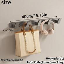 1个黑色/白色/灰色时尚方形壁钩 - 可选3/4/5/6个挂钩，圆角设计防止勾住衣物和物品，铝合金挂钩板搭配加厚ABS挂钩，承重力强，多场景挂钩架：浴室（毛巾/衣物）| 玄关（钥匙/杂物）| 门后（衣架）| 卧室 - 彩色 - 查看 21