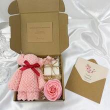1 Set Valentine's Day Gift Box, Includes Ribbon Packaging, Suitable For Gifting To Women On Occasions Like New Year, Back To School, Valentine's Day, Birthday, Wedding, Party, Contains Preserved Flower, Handwritten Card, Handmade Soap, Teddy Bear Towel, Souvenir, Gift Box, Conveys Love And Affection. - Multicolor - View 13