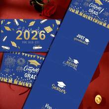 Envelope de Dinheiro para Temporada de Formatura, Hongbao Dobrável Preto e Dourado, Presente Surpresa, Lembrança de Festa, Caixa de Presente em Dinheiro para Crianças - Azul - Visão 1