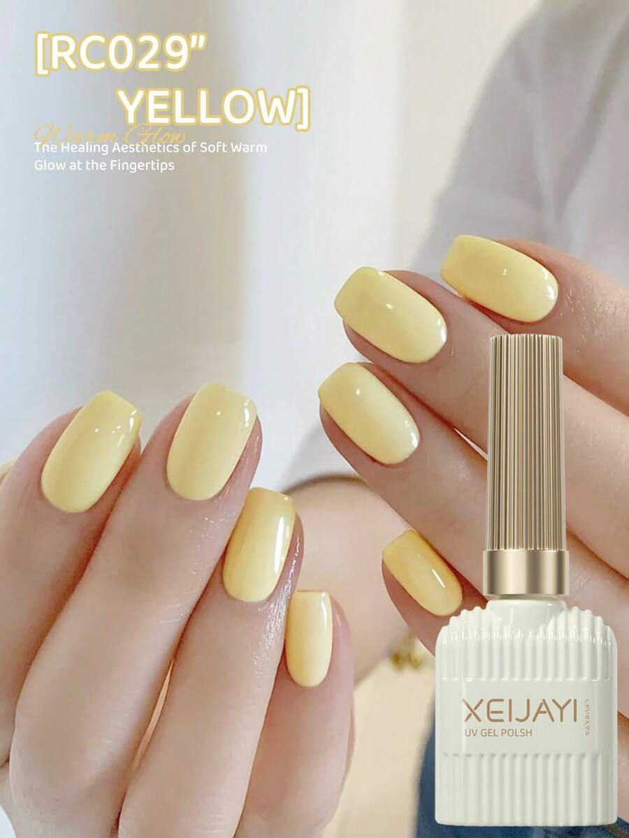 XEIJAYI 1瓶15毫升黄色凝胶指甲油，半永久性混合指甲油，可卸除UV/LED指甲油，送给女孩的礼物
