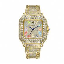 DAYAND NIGHT 2025新款奢华品牌全钻腕表，石英机芯，适合商务、派对、日常佩戴，也是情人节、周年纪念日、圣诞节的理想礼物，冰钻罗马数字表盘，银色表壳 - 彩色 - 查看 10