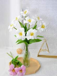 Bó hoa tulip nhân tạo 17 inch, hoa lụa, thích hợp trang trí phòng khách, phòng ngủ, bàn làm việc, đám cưới, tiệc tùng, bình hoa tối giản hiện đại, bó hoa ngày Valentine, quà tặng ngày của Mẹ, trang trí nhà cửa quanh năm. - Nhiều màu - Xem 1