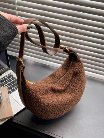 1pc Women's Fashionable Solid Color Minimalist Felt Crossbody Bag, Suitable For Dates, Shopping, Versatile & Elegant