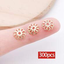 300pcs Flower Bead End Caps Flower Filigree Bead Caps Gold Spacer Beads Caps Ends Iron Bead Caps Loose Spacer Beads Bulk Earrings For Bracelet Jewelry Making