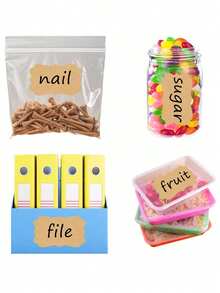 500pcs Brown Kraft Paper Round Labels Stickers, DIY Stickers, Holiday Decorations, Gift & Packaging Seals, Home Decor, Kitchen Labels, Spice Labels - Multicolor - View 5