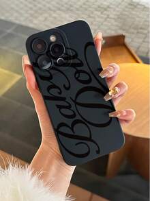 1PC, Hot Selling Calligraphy Pattern Design Printed Black TPU Phone Case, Shockproof Protection, Screen And Camera Protection, Matte Simple And Lightweight Compatible With 17/17Air/17Pro/17ProMax, 16/16Plus/16ProMax, 15.14, 13, 12, 11 Series, Suitable For Samsung Galaxy S22, S23, S24, S25 PLUS ULTRA Series, Revival Festival Gifts, Christmas And Halloween Decorations/Birthday Gifts, Girlfriends, Boyfriends, Friends Or Oneself - 黑色 - 查看 1
