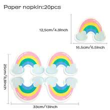 20PCS Bohemian Rainbow Cloud Star Printed Napkins, Rainbow-Shaped Disposable Birthday Party Napkins, Irregular Tissue Napkins, Dinner Handkerchiefs, Wedding Spring Birthday Parties, Wedding Anniversary Tea Parties, Garden Parties, Birthday Party Receptions - Multicolor - View 7