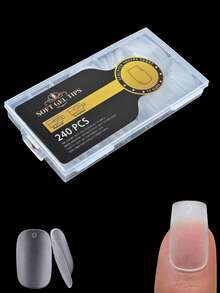 En låda innehåller 240 matta, heltäckande nagelförlängningar utan klippning i 12 storlekar, inklusive stilettnaglar, kistformade, mandelformade och fyrkantiga naglar. Innehåller även avskalade gelnagelkapslar, nagelförlängningar och nagelprodukter lämpliga för tjejer, kvinnor, gör-det-själv-nagelkonst och nagelsalonger. - Genomskinlig - Visa 8