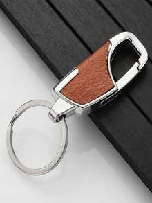 1pc Metallic Keychain For Men, Suitable For Car Key Or Belt Casual School Car Accessories Cute Goth Y2k Casual Zinc Alloy Casual Zinc Alloy  Casual    Zinc Alloy - 黑色 - 查看 4