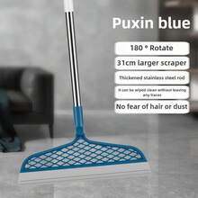 Escobaágica con cabeza desmontable, raspador de silicona de doble cara, de plástico 180 °     Diseño de fácil almacenamiento para baño y sala de estar DDBR - Azul - Ver 1