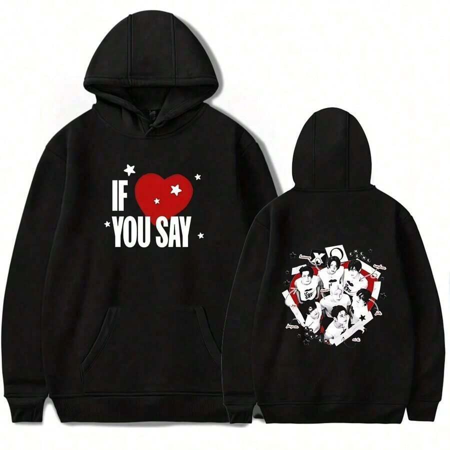 ENHYPENS IF YOU SAY Merch Hoodies For Men Women Unisex Long Sleeve Sweatshirt Fashion StreetwearY2K-W-Valentine Outfits For Women - màu đen - Xem 1