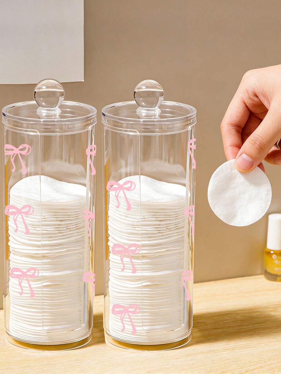 Hộp đựng đồ bằng nhựa trong suốt màu hồng có nơ, hộp đựng mỹ phẩm để bàn, hộp đựng đồ trang điểm trong suốt - Hộp đựng đồ trang điểm hiện đại có nắp đậy, hộp đựng đồ trang điểm phòng tắm, thích hợp để đựng cọ trang điểm, son môi, dụng cụ trang điểm, túi đựng mỹ phẩm, túi đựng đồ dùng vệ sinh cá nhân, hộp đựng đồ trên bàn, túi đựng mỹ phẩm, túi đựng đồ trang điểm. - Nhiều màu - Xem 1