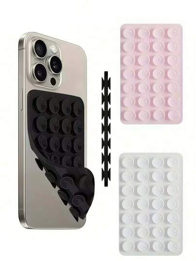 1个双面28槽加厚防滑手机支架，另附赠1个随机支架。适用于自拍和视频拍摄，抓力强劲，适配大多数手机，耐用光滑的硅胶吸盘，可用于汽车玻璃、淋浴房等场所，是理想的视频录制和摄影手机配件。