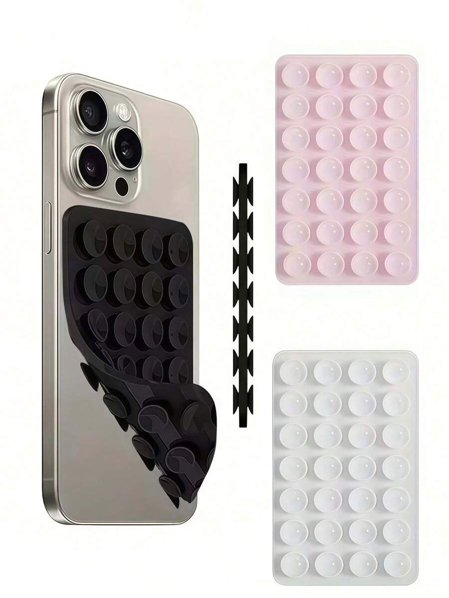 1个双面28槽加厚防滑手机支架，另附赠1个随机支架。适用于自拍和视频拍摄，抓力强劲，适配大多数手机，耐用光滑的硅胶吸盘，可用于汽车玻璃、淋浴房等场所，是理想的视频录制和摄影手机配件。