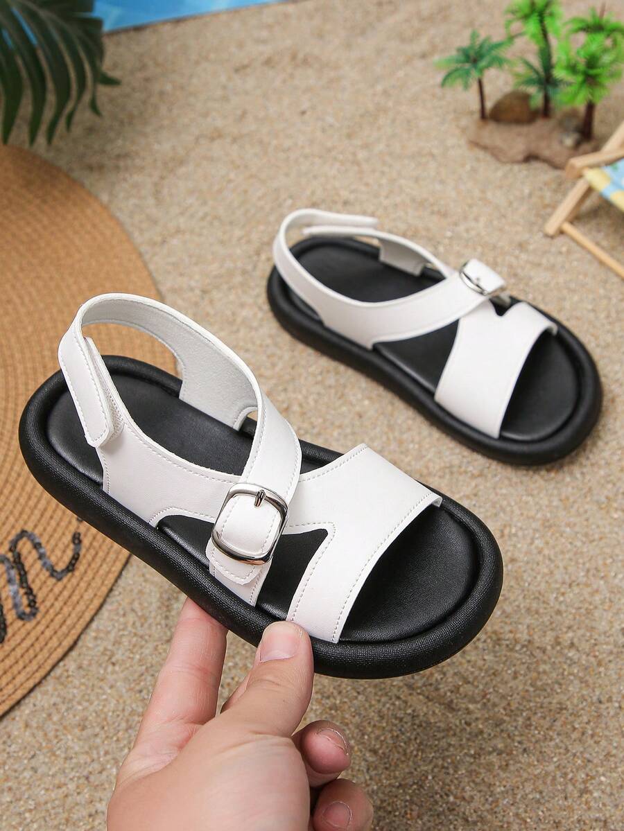 儿童凉鞋、男童鞋、沙滩鞋、软底防滑幼儿鞋、婴儿拖鞋 - 白色 - 查看 1