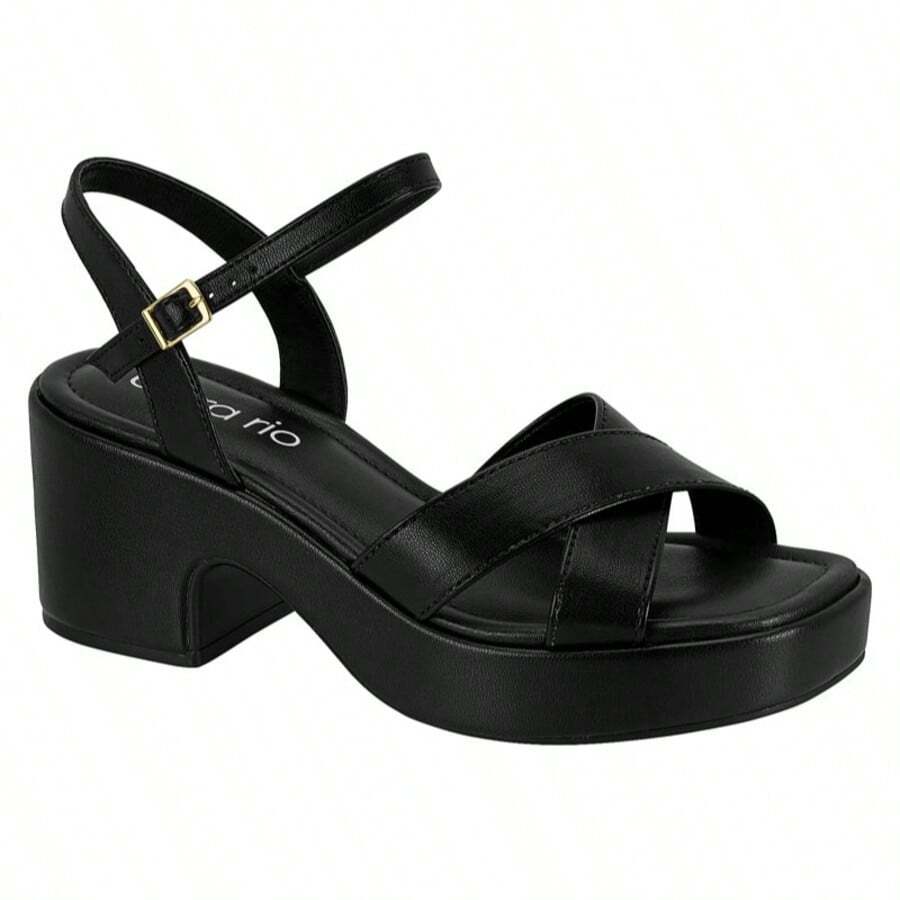 Women's Platform Sandal With Wedge Heel For Comfort - Beira Rio - Negro - Ver 1