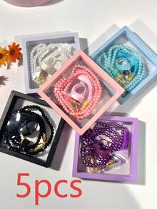 优雅悬浮盒串珠套装：花朵水钻戒指计数器+念珠手链、塔斯比赫计数器手链、计步器，适合节日聚会作为礼物 - 彩色 - 查看 15