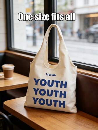 This Color-Block Lightweight Tote Bag Is Decorated With The Letter "Touth", With A Large Capacity That Can Be Used As A Shopping Bag, A Casual And Fashionable Handbag, A Letter Shoulder Bag, A Lightweight And Portable Shopping Bag, A Commuter Bag, A Minimalist Travel Bag And Backpack. Suitable For Campus, Library, Travel, Outdoor Activities, Picnics And Other Occasions, It Is An Ideal Essential Item For College, Back-To-School Gift Or Party Gift.