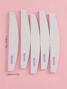 10pcs Professional Crescent Shape Nail Files, 180/240 Grit, Manicure Supplies, Nail Art Tools, Nail Care (Suitable For Nail Extensions) - Grey - View 5