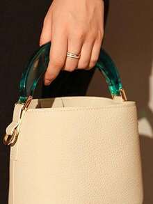 1pc Moon Resin Handle With Horseshoe Buckle Crossbody Bag,Shoulder Bag Leather Bag Arched Handle Diy Wallet Making,Bag Handle Accessories,Women'S Fashion Wood Handle Handbag, Replacement For Handmade Bag Handbags Purse Handles, Great For Diy Handmade Accessory,Gifts For Craft Lovers - Multicolor - View 2