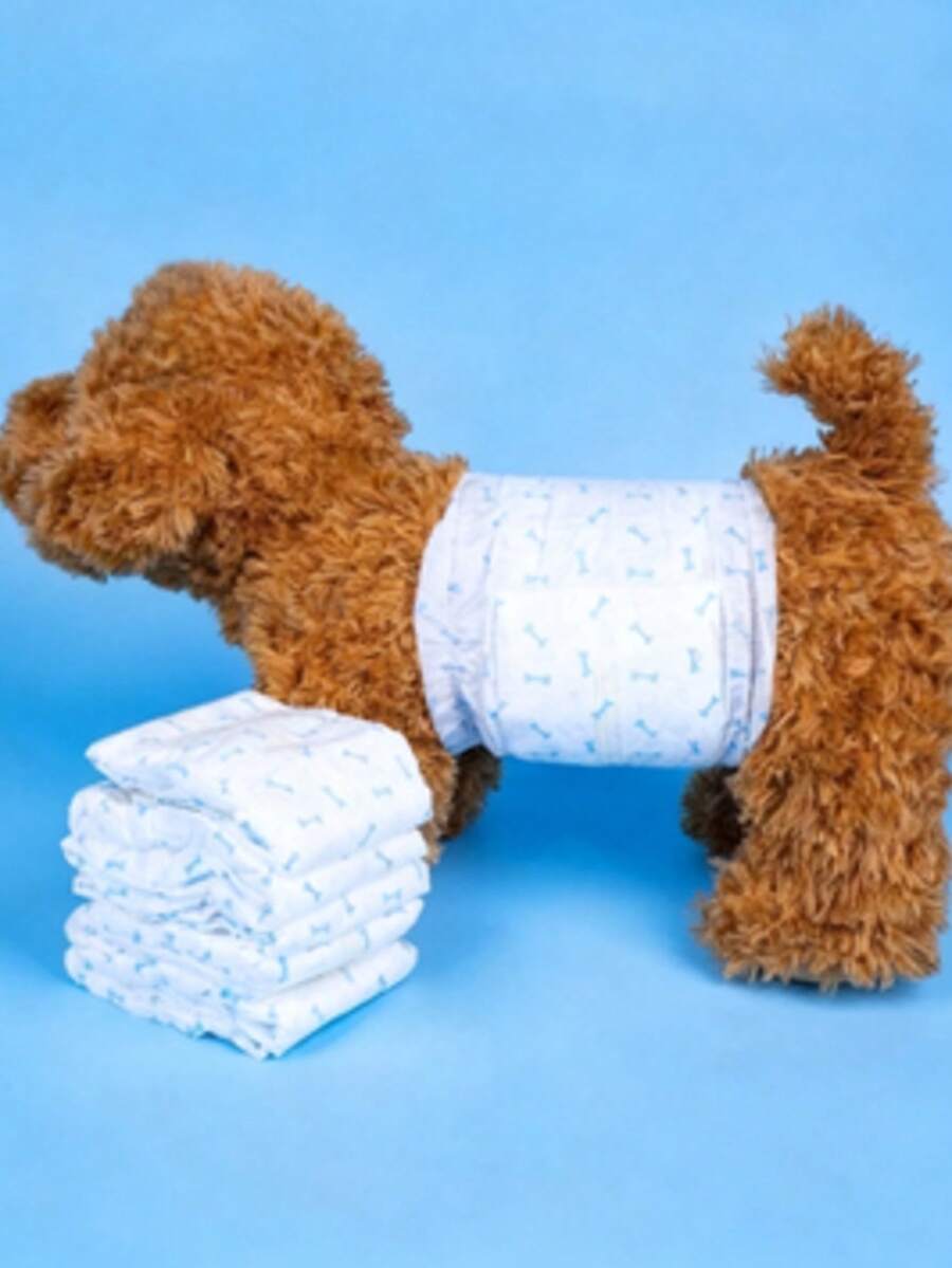 10pcs/Pack XS Disposable Male & Female Dog Diapers & Pee Pads, Super Absorbent Leak-Proof Pet Hygiene Pants For Incontinence, House Training & Travel Use, Suitable For Teddy & Small Breed Dogs, Please Check Size Chart Before Purchase - Blue and White - View 1