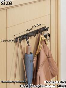 1个黑色/白色/灰色时尚方形壁钩 - 可选3/4/5/6个挂钩，圆角设计防止勾住衣物和物品，铝合金挂钩板搭配加厚ABS挂钩，承重力强，多场景挂钩架：浴室（毛巾/衣物）| 玄关（钥匙/杂物）| 门后（衣架）| 卧室 - 彩色 - 查看 16