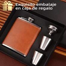 Juego de Licorera de Bolsillo, Petaca de Whisky de Acero Inoxidable de 8 oz, Juego de Regalos para Hombre, Regalos de Aniversario para Hombre. Dia del padre para Papá,37496938 - Blanco y Negro - Ver 5