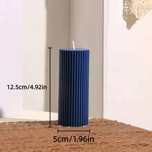 1.96-7.87英寸北欧蓝条纹装饰蜡烛，直径1.96英寸。复古风格高端圆柱形香氛蜡烛，适合家居装饰、烛台礼品，营造浪漫氛围，可用作装饰蜡烛、家用烛台、婚礼蜡烛、香氛蜡烛和女士礼物。 - 彩色 - 查看 12