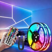 1米/2米/3米/5米/10米/15米/20米 RGB LED灯带，自粘式LED灯，带44键遥控器，可调光，适用于房间、游戏室等。 - 多色光 - 查看 2