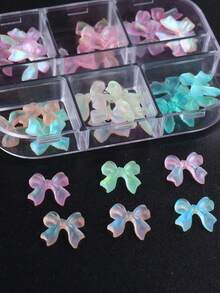 1 Box Bow Nail Art Decorations, 3D Bow Ribbons, Colorful Nail Art Accessories, Nail Art Jewelry, DIY Crafts, Nail Art Supplies, Women DIY Nail Art Decor Design, Nail Gems. Suitable For Valentine's Day, Wedding Gift Box And Daily Use.