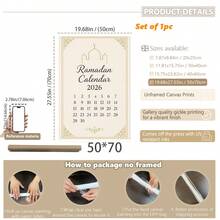 1 pezzo, Quadro da parete in tela, Quadro da parete Eid incorniciato, Calendario Ramadan 2026, Decorazione da parete in stile islamico beige, Decorazione da parete Benedizioni del Ramadan, Decorazioni Ramadan, Decorazioni per la casa Ramadan, Regali Ramadan, Ornamenti Ramadan, Decorazioni Eid, Arte da parete islamica, Poster Ramadan, Decorazione per la casa moderna, Arte islamica, Regali, Arte Ramadan - Multicolore - Visualizzare 15