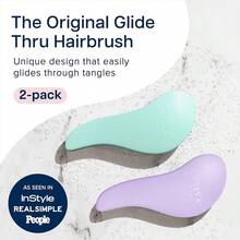 Glide Thru Detangling Brush For Adults And  - Detangler Brush For Curly Or Straight, Wet Or Dry Hair - Gentle On Tangles Hair Comb - 7.5x3-Inch, Turquoise And Purple (Pack Of 2) - 紫色 - 查看 3
