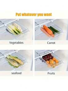 1pc Refrigerator Hanging Storage Drawer - Transparent, Plastic Storage Box, Suitable For Fruits & Vegetables, Kitchen Accessories - Multicolor - View 10