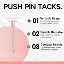 120 PCS Flat Gold Push Pins Wall Thumb Tacks For Walls Flat Thumbtacks Push Pin For Bulletin Board Shadow Box Display Thumbtack For Cork Board - Rose Gold - View 4
