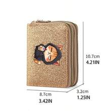 Cool Cat Printed Short Wallet, Fresh And Simple PU Shiny Organ Card Bag, Coin Wallet Zipper Bag, Portable Small Wallet, Suitable For Daily Outings Or As Gifts, Exclusive Wallet For Pet Enthusiasts - one-size - View 7