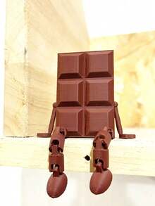 1件3D打印可活动关节巧克力雕塑摆件，咬了一口的巧克力块造型，适合家居和办公室装饰。 - 彩色 - 查看 10