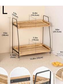 1pc Desktop Coffee Table Storage Rack, Dual-Layer Wooden Organizer Shelf, Suitable For Coffee Bar Accessories, Spice Storage, Applicable For Kitchen, Home, Office - Brown, Kitchen Storage, Room Decor, Fit For Kitchen, Dining Room, Party, Camping, Gathering, Gift For Friends And Family - Multicolor - View 7