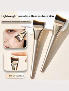 2pcs Foundation Brushes Set, Ultra-Thin Flat Brush Head, Angled Crescent-Shaped Base Makeup Brush, Korean Style Concealer Flat Brush Head, Liquid Foundation Brush, High-Quality PBT Fiber Bristles, Dense Bristles, Makeup Brush Set, Makeup Brush Set, Makeup Brush Set, Complete Makeup Set, Makeup Brush Set, Complete Makeup Tools, Brush Set, Makeup Brush Set, Makeup Gift Set - Multicolor - View 5