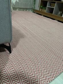 Living Room Or Bedroom Rug, Various Sizes, 100% Cotton. Thick And Very Soft, Machine Washable! - Zig Terracotta - View 2