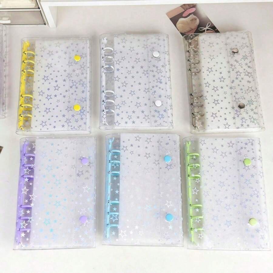 Bìa đựng tài liệu trong suốt hình ngôi sao lấp lánh cỡ A6, thích hợp đựng sổ dán sticker, lõi giấy trong suốt, mực đóng dấu, thiệp sticker hình kẹo chảy, phù hợp để đựng bưu thiệp, ảnh, thiệp chúc mừng, sticker, hóa đơn, ghi chú, đồ dùng học tập, tài liệu văn phòng và biên lai, món quà hoàn hảo cho mùa cưới, Ngày của Mẹ. - Nhiều màu - Xem 1