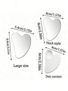 1/2pcs Stainless Steel Heart-Shaped Gua Sha Tool, Suitable For Facial Massage, Portable Muscle Relaxation Massage Board, Stainless Steel Facial Gua Sha Tool - Facial Massage Tool - Smooth And Sturdy Metal Gua Sha Tool, For Face And Body, Reduces Swelling - Gua Sha Massage Tool, Heart-Shaped Design, Silver Color, Stainless Steel Facial Gua Sha Tool, For Facial Metal Gua Sha, Tightens Skin, Full-Body, Eye, And Neck Massager. - 彩色 - 查看 11