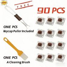 30个/50个/90个键盘开关，键盘按键更换，3针触感开关，机械键盘，赠送拔键器和清洁刷