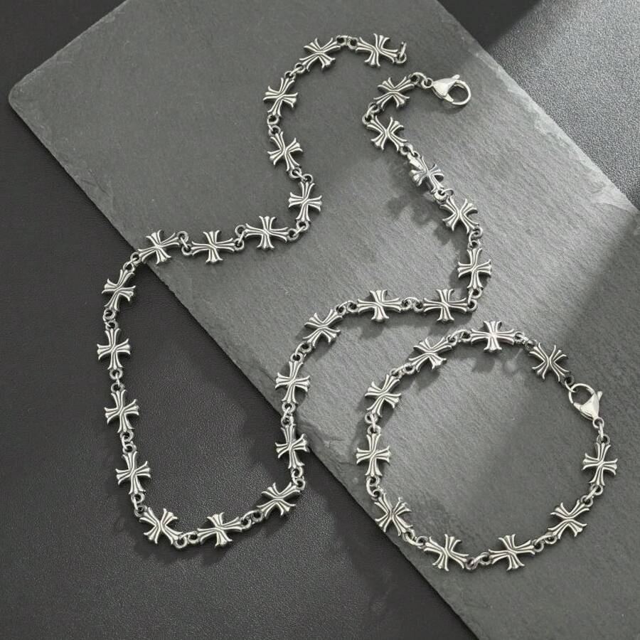 Titanium Steel Cross Necklace For Men Versatile High-End Accessory For Women Hip-Hop Punk Bracelet European And American Style Jewelry - L873-A(十字架項鍊) - 查看 1