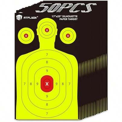 Atflbox - lente de papel de silueta para la gama, 17 x 25 pulgadas de alta visibilidad para práctica de disparo en interiores y exteriores, adecuado para pistola, pistola, rifle, pistola de aire