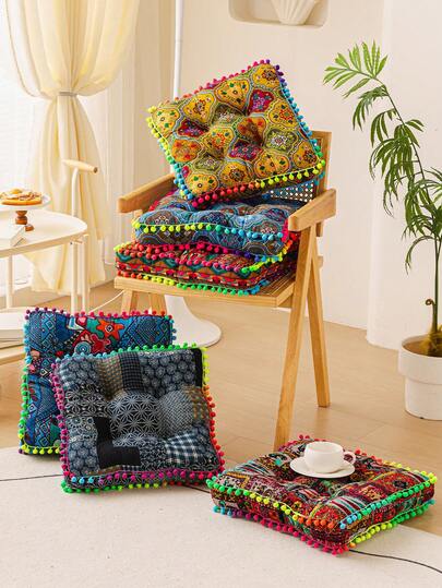 1个波西米亚风多功能加厚坐垫，柔软舒适，可水洗，适用于办公椅、餐椅、家居装饰、客厅、卧室、办公椅垫、座椅垫、办公用品、椅子靠垫、游戏椅、办公桌配件、汽车座椅垫。