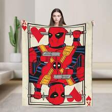 Deadpool King Of Hearts Merc Playing Card Flannel Blankets  Fashion Throw Blankets For Bedspreads 150*125cm Lightweight - 9 - 查看 1