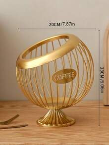 1个球形镂空收纳篮，厨房/客厅咖啡胶囊和零食收纳架，高品质装饰性桌面收纳方案